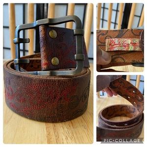 ROBERT GRAHAM Stitched Leather Belt Size 36